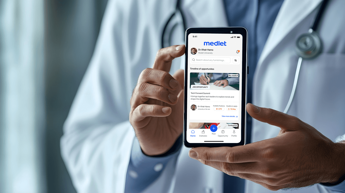 Doctor using Medlet application on smartphone